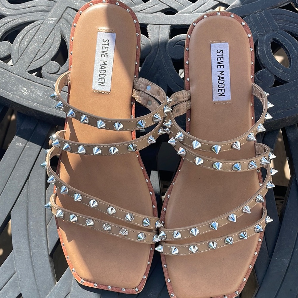 Spiked beige and silver Steve Madden Sandals